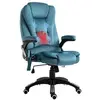 Image de Fauteuil de bureau direction massant chauffant hauteur réglable dossier inclinable toile de lin bleu