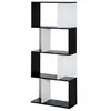 Image de Bibliothèque étagère meuble de rangement design contemporain en S 4 étagères 60L x 24l x 148H cm noir blanc