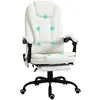 Image de Fauteuil de bureau direction massant hauteur réglable dossier inclinable repose-pied + coussin lombaires intégrés revêtement synthétique blanc