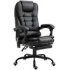 Image de Fauteuil de bureau direction massant hauteur réglable dossier inclinable repose-pied + coussin lombaires intégrés revêtement synthétique noir