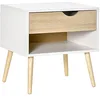 Image de HOMCOM Table de Chevet avec Tiroir 50 x 39 x 51 cm Blanc et Bois Naturel en occasion ou reconditionné