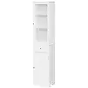 Image de Meuble colonne de salle de bain placard porte acrylique 2 étagères placard porte 1 étagère tiroir MDF blanc