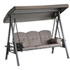 Image de Balancelle de jardin 3 places grand confort toit inclinaison réglable coussins plateaux rétractables polyester filé marron