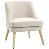 Image de Fauteuil lounge design scandinave pieds effilés bois massif hévéa revêtement tissu polyester aspect lin beige