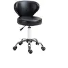 Image de Tabouret de massage - tabouret de travail pivotant 360° - assise réglable 49-64H cm, dossier ergonomique - métal chromé revêtement synthétique noir