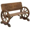 Image de Banc de jardin 3 places style rustique chic accoudoirs roues de charette bois sapin traité carbonisation