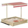 Image de Bac à sable bois carré dim. 1,18L x 1,18l x 1,18H m - hauteur, inclinaison toit réglables, refermable - 2 bacs - bois sapin autoclave