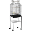Image de Cage à oiseaux volière amovible sur roulettes - toit ouvrant, tiroir déjection, 2 perchoirs, 2 trappes, porte, 2 mangeoires, 2 poignées - étagère -