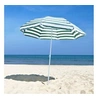 Image de Parasol inclinable octogonal de plage Ø 180 cm tissu polyester haute densité anti-UV mât démontable vert blanc rayé