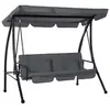 Image de Balancelle de jardin convertible 3 places grand confort inclinaison toit réglable matelas fourni 2L x 1,25l x 1,7H m métal polyester noir anthracite
