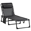 Image de Bain de soleil L. 185 cm en acier noir H. 30 cm non empilable pliable
