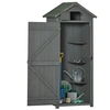 Image de Armoire abri de jardin remise pour outils 3 étagères 2 portes loquets toit pente bitumé 77L x 54l x 179H cm sapin traité gris