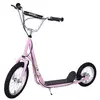 Image de Trottinette patinette enfant à partir de 5 ans grands pneus guidon réglable poignées freins et béquille acier rose
