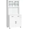 Image de Armoire de cuisine contemporaine multi-rangement 2 placards portes grand tiroir coulissant panneaux MDF blanc
