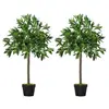 Image de Lauriers artificiels 0,90H m - lot de 2 lauriers boules artificiels - 564 feuilles réalistes par pied - pot inclus noir vert
