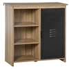 Image de Buffet design industriel - meuble de rangement 3 niches placard - effet bois métal noir