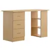 Image de Bureau informatique table multi-fonctions 3 tiroirs 2 étagères dim. 120L x 49l x 72H cm MDF aspect bois clair