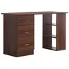 Image de Bureau informatique table multi-fonctions 3 tiroirs 2 étagères dim. 120L x 49l x 72H cm MDF aspect noyer