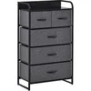 Image de Commode meuble de rangement 5 tiroirs pliables en tissu 58 x 29 x 99 cm gris