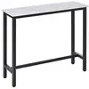 Image de Table de bar - table haute de cuisine - dim. 120L x 40l x 100H cm - châssis piètement acier noir, plateau aspect marbre blanc