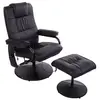 Image de Fauteuil de massage et relaxation électrique pivotant inclinable avec repose-pied revêtement synthétique noir