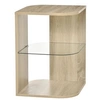 Image de Guéridon design contemporain étagère verre trempé aspect chêne clair