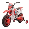 Image de Moto cross électrique enfant 3 à 5 ans 12 V 3-8 Km/h avec roulettes latérales amovibles dim. 106,5L x 51,5l x 68H cm rouge