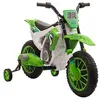 Image de Moto cross électrique pour enfant 3 à 5 ans 12 V 3-8 Km/h avec roulettes latérales amovibles dim. 106,5L x 51,5l x 68H cm vert