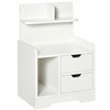 Image de Chevet table de nuit multi-rangement 2 tiroirs niche étagère plateau panneaux particules blanc