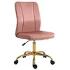 Image de Chaise de bureau style Art déco hauteur réglable pivotante 360° piètement métal doré velours rose poudré