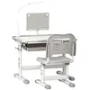 Image de Bureau enfant avec chaise - ensemble bureau et chaise réglable - lampe, support de lecture, tablette coulissante multi-rangement - gris blanc