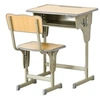 Image de Bureau enfant Vintage style pupitre d'écolier - ensemble bureau et chaise réglable - case de rangement, bracket, range-stylos - acier kaki MDF aspect