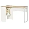 Image de Bureau d'angle bureau informatique multimédia multi-rangement métal panneaux particules aspect chêne clair blanc