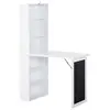 Image de Bureau mural pliable table murale rabattable suspendue sur pied avec bibliothèque tableau à craie intégré panneaux particules blanc
