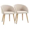 Image de Chaises de visiteur design scandinave - lot de 2 chaises - pieds inclinés effilés bois caoutchouc - assise dossier accoudoirs ergonomiques aspect lin