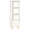 Image de Meuble de rangement colonne design scandinave - 3 niches, placard porte - piètement effilé incliné bois pin panneaux particules blanc