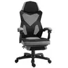 Image de Fauteuil gaming chaise gamer dossier et hauteur réglable roulettes pivotantes repose-pied tissu maille gris noir