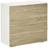 Image de Commode meuble de rangement style contemporain 4 tiroirs 76 x 35 x 72 cm blanc et couleur bois