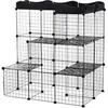 Image de Cage parc enclos chat modulable dim. L105 x l70 x H105 cm 3 niveaux 2 portes rampe plateformes PE motif graphique fil métallique noir