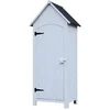 Image de Armoire abri de jardin remise pour outils 3 étagères porte loquet toit pente bitumé dim. 77L x 54l x 179H cm bois sapin pré-huilé blanc