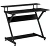Image de Bureau informatique gamer avec étagères dim. 100L x 60l x 85,5H cm MDF métal noir