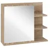 Image de Armoire miroir de salle de bain avec étagère - 3 étagères latérales - kit installation murale fourni - panneaux particules aspect chêne clair