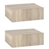 Image de Lot de 2 tables de chevet murales - lot de 2 tables de nuit - tiroir coulissant, plateau - panneaux particules aspect chêne clair