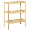 Image de Etagère de rangement 3 niveaux sur pied - étagères à lattes - dim. 62L x 33l x 80H cm - bois de bambou