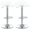 Image de Lot de 2 tabourets de bar design contemporain assise acrylique et piètement métal - pivotant 360° - hauteur réglable avec repose-pieds - transparent