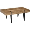 Image de Table basse rectangulaire style industriel piètement épingle métal noir plateau aspect ancien bastaing bois