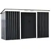 Image de Abri de jardin - remise pour outils - cabanon portes verrouillables - dim. 2,8L x 1,3l x 1,72H m - tôle d'acier gris noir