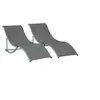 Image de Lot de 2 bain de soleil en aluminium H. 21 cm L. 165 cm gris non empilable pliable
