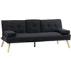 Image de Canapé convertible 3 places design scandinave inclinaison dossier réglable 3 niveaux dossier centrale rabattable 2 porte-verres bois peuplier