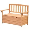 Image de Banc coffre de jardin 2 places dim. 112L x 58l x 84H cm - dossier à lattes - charge max. 280 Kg - bois sapin pré-huilé